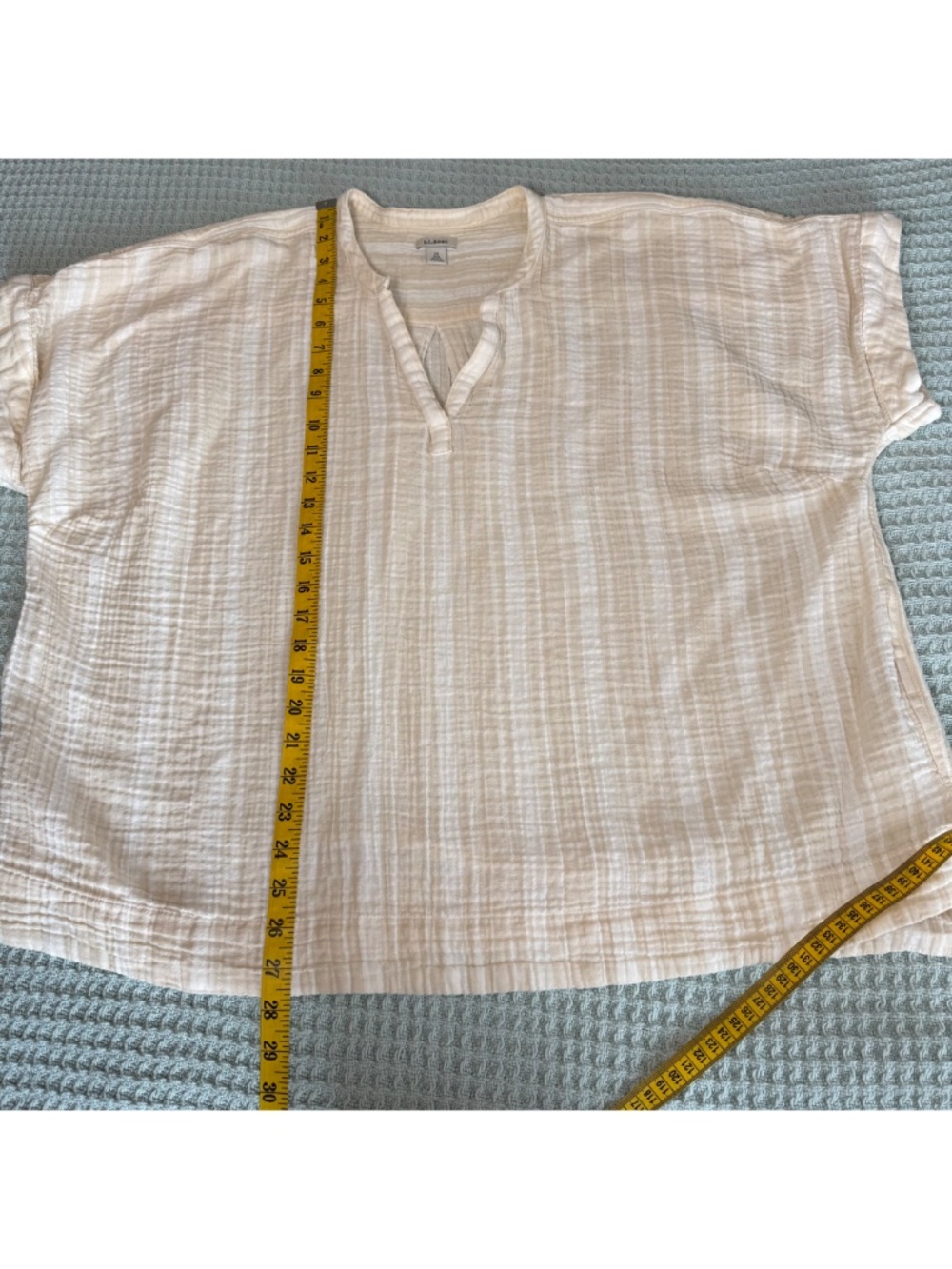 LL Bean Cloud Gauze Split Neck Shirt Womens 2X Plus Cream White Blouse Top - Picture 8 of 8